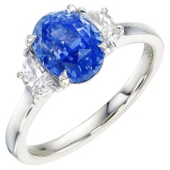 Orloff of Denmark, Anello con diamante e zaffiro blu pastello da 3,13 carati con montatura 950 platino