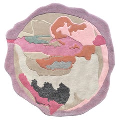 ' Pink Opaque ' Abstract Irregular Round Shape Hand-Tufted Rug by RAG Home 