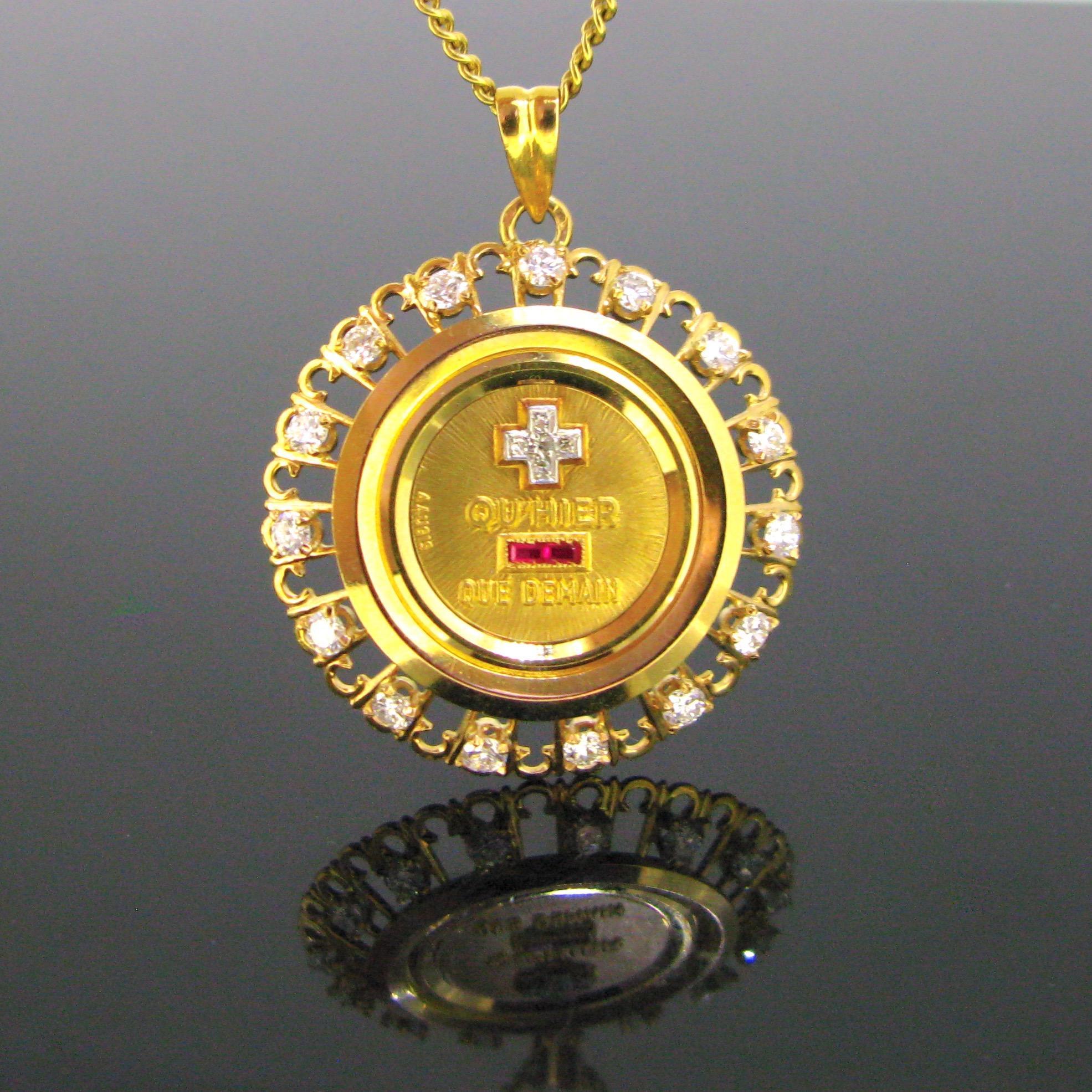 Weight:	10.20gr

Metal:		18kt yellow Gold

Stones:	20 diamonds
•	Cut:	Brilliant
•	Total carat weight:	1.50ct approximately
•	Colour:	G/H
•	Clarity:	VS

Hallmarks:	French – Eagle’s head
	Maker’s mark 

Condition:	Very Good

Comments:	
	This stunning