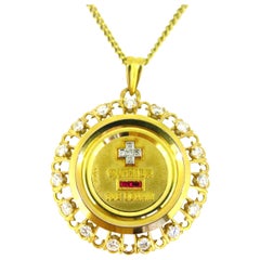 "+ Que hier - Que demain" Diamonds Pendant Medal by Augis