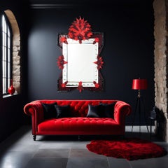 " Rosso" Contemporary Murano Glass Mirror by Fratelli Tosi Murano