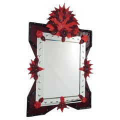 " Rosso" Contemporary Murano Glass Mirror by Fratelli Tosi Murano