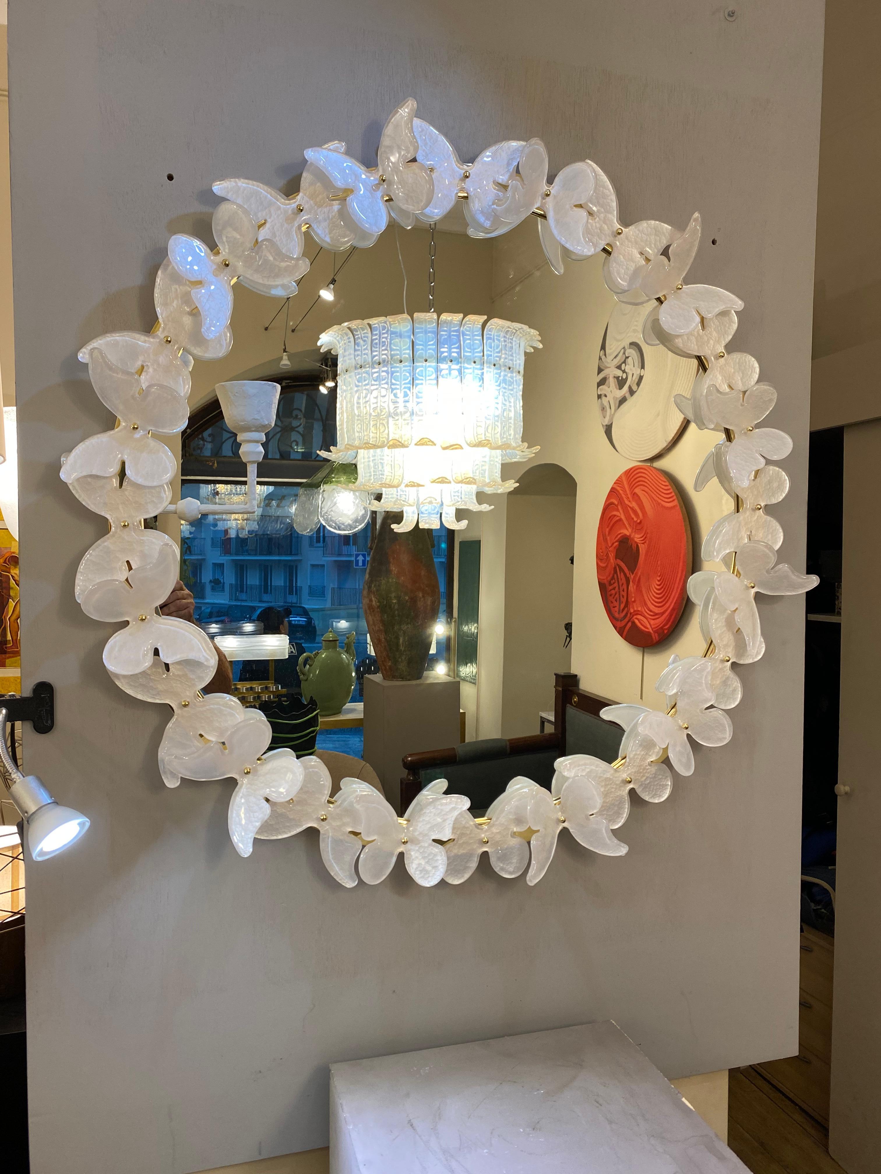 ⸻  Specchio rotondo in vetro di Murano - Modello 