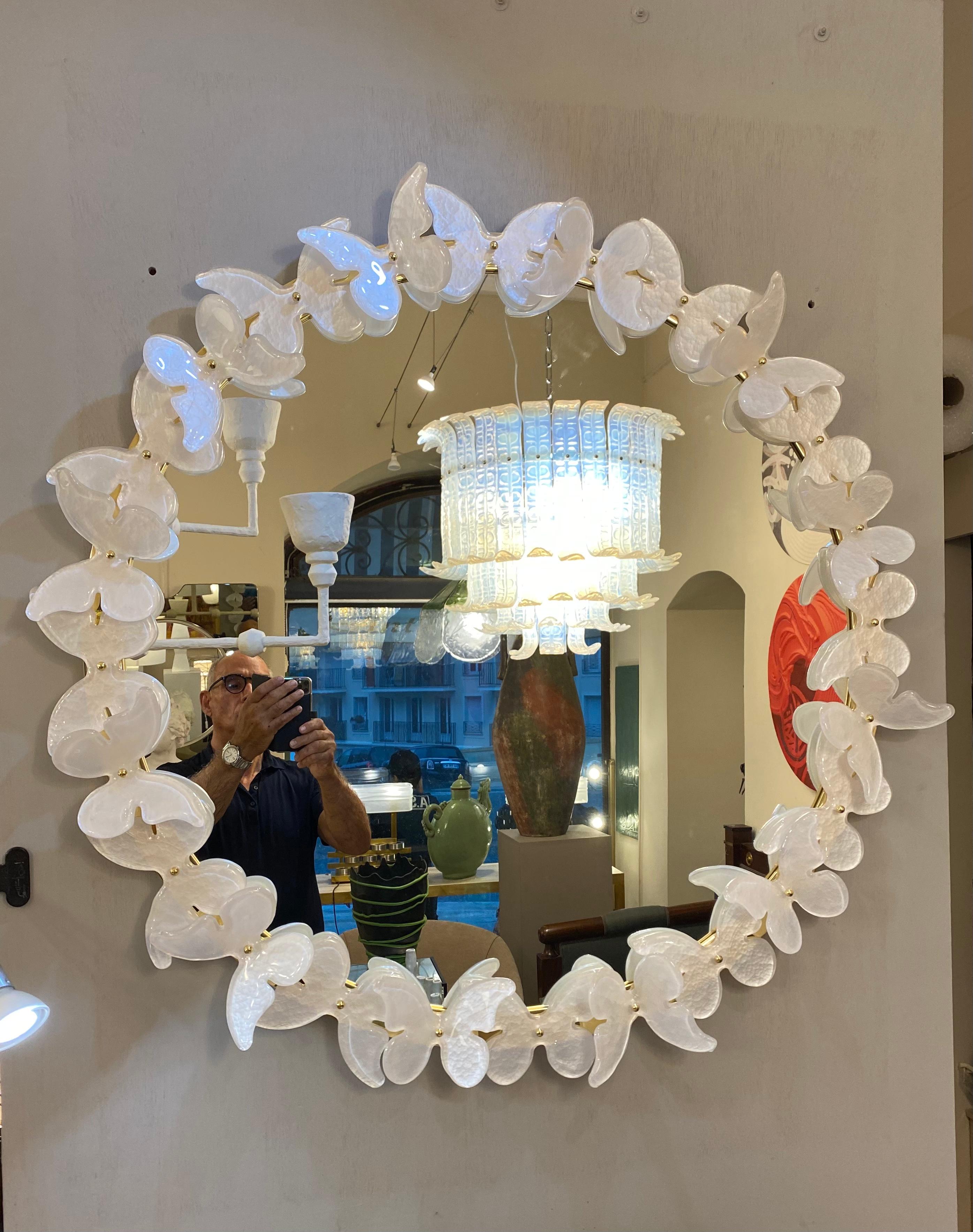 ⸻  Specchio rotondo in vetro di Murano - Modello 