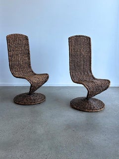 " Sedie S"  di Marzio Cecchi per Studio Most Italy in corda di vimini anni '70