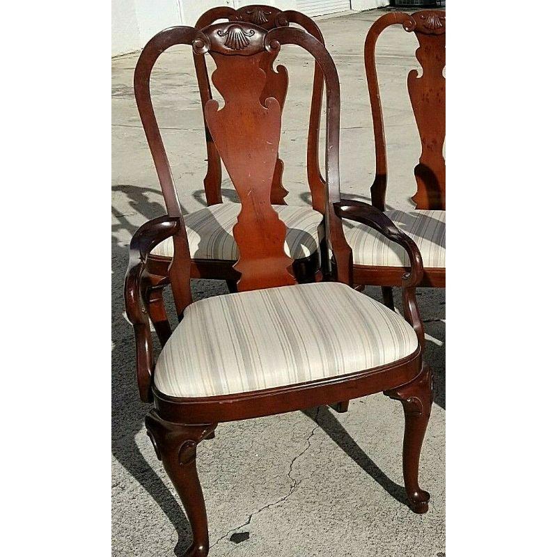 For full item description be sure to click on CONTINUE READING at the bottom of this listing.

Hekman George II style cherry dining chairs.
2 Arm and 4 side chairs-set of 6.

Approximate measurements in inches
Armchairs:
43