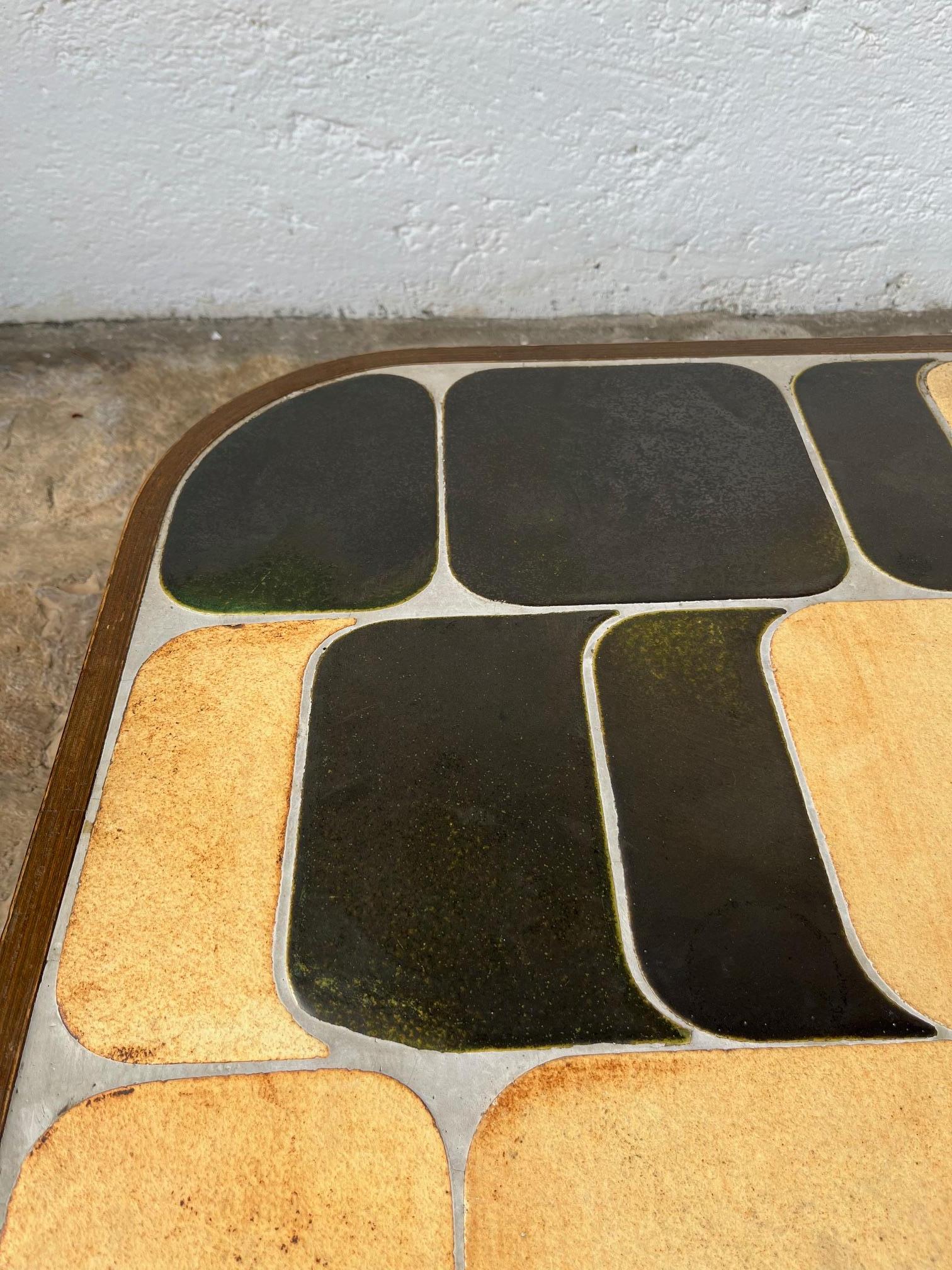 Céramique Table basse Shogun en céramique et bois. Roger Capron, Vallauris  1960's