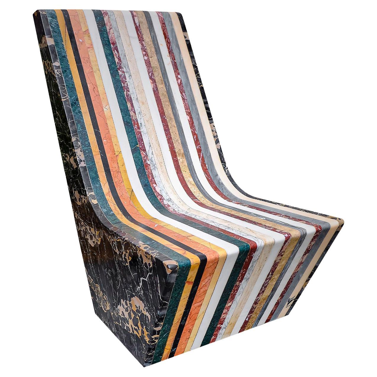 МАТРЁШКА Small Polychrome Marble Chair by M. Nocchi & G. Tazzini