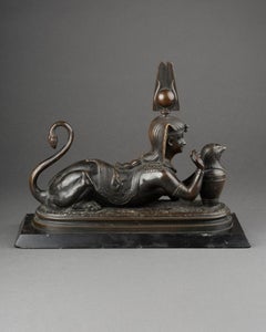 : "Sphynx" - Patinated bronze sculpture - end of XIXth C.1870
