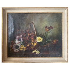 Stillleben mit Blumen, Öl auf Leinwand, handbemalt, Französische Schule, 19. Jahrhundert