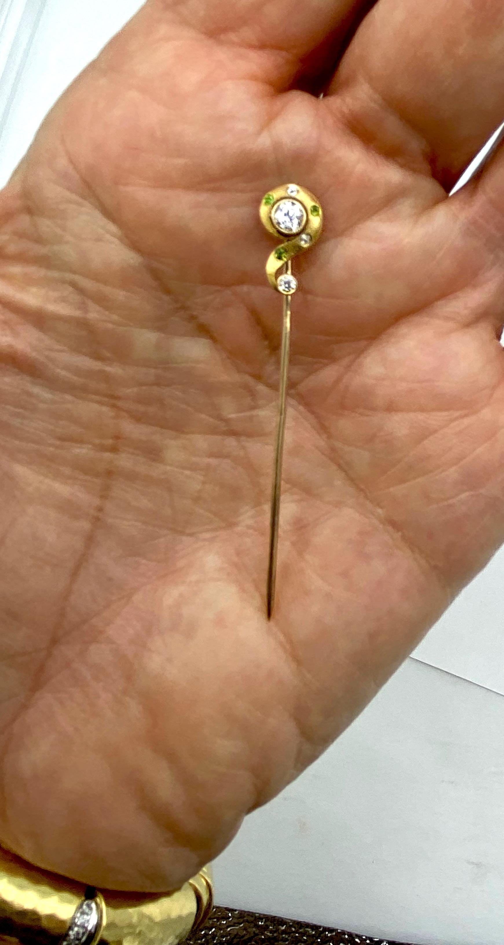 Victorian ? Symbol Mine Cut Diamond Pin, Circa 1800's 14 Karat Yellow Gold
