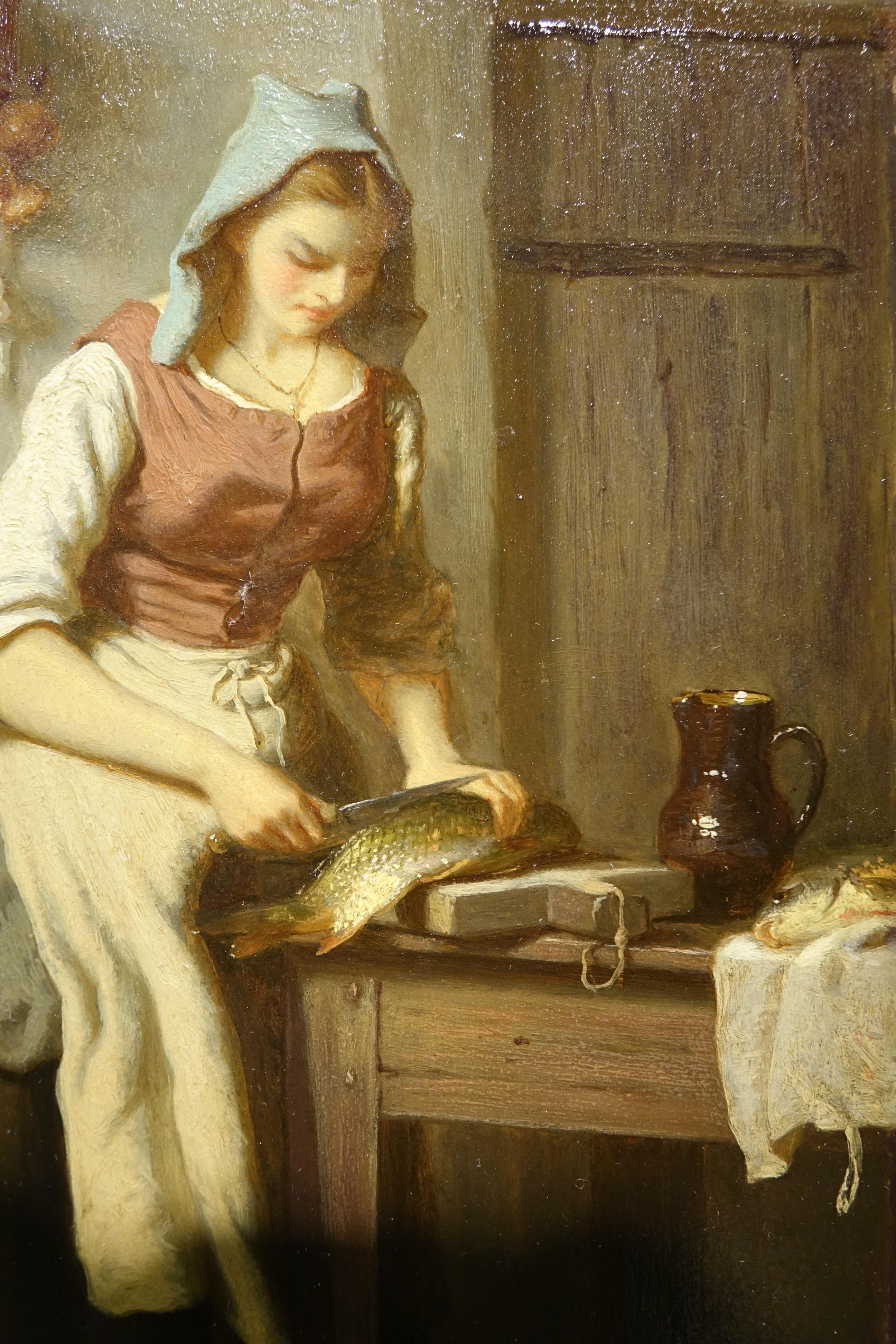 Napoléon III « The Cook scaling a fish », Antoine Richard, 1822-1891 en vente