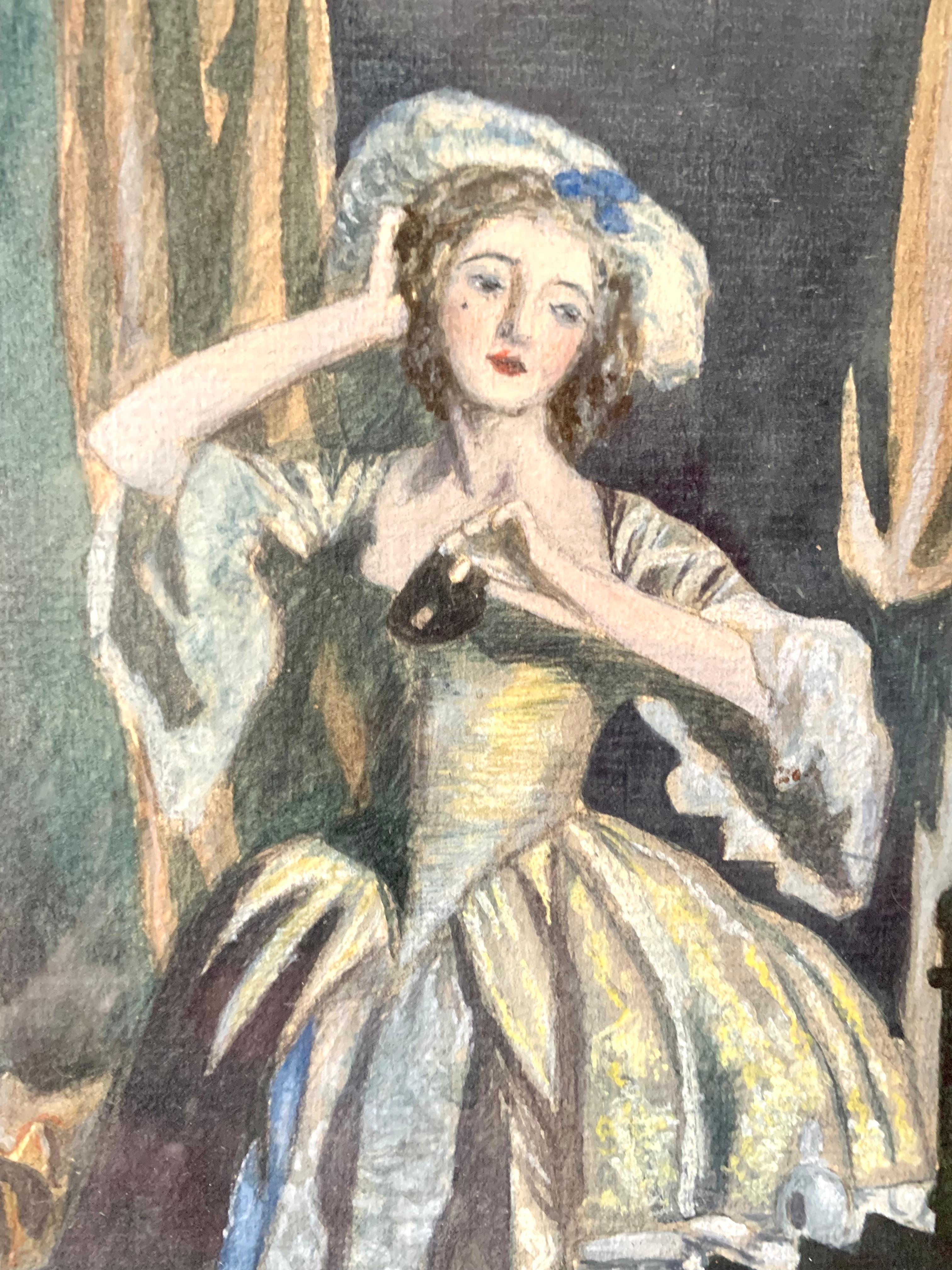 French painting « the Masquerade » , 19th Century - Louis XV style For Sale 4