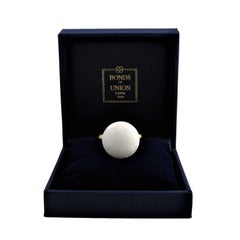 Yellow Gold Plated Fashion Statement Ring TO A DREAM PLANET White Chalcedony