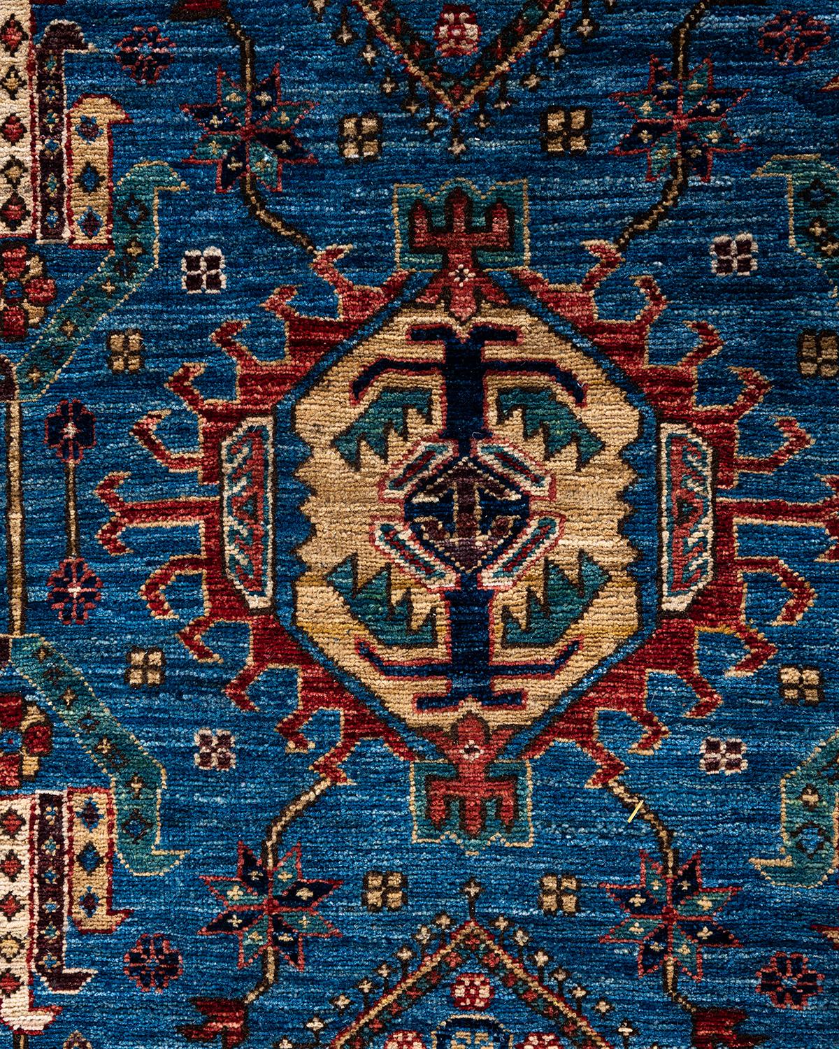 Pakistani : Traditional Serapi Hand Knotted Wool Blue Area Rug For Sale