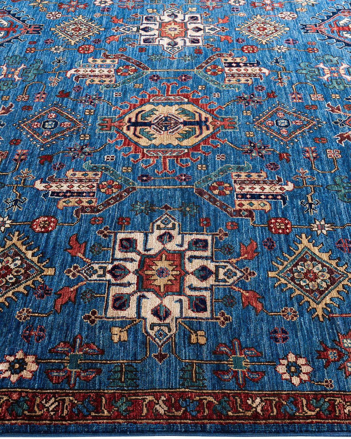 : Traditional Serapi Hand Knotted Wool Blue Area Rug In New Condition For Sale In Norwalk, CT