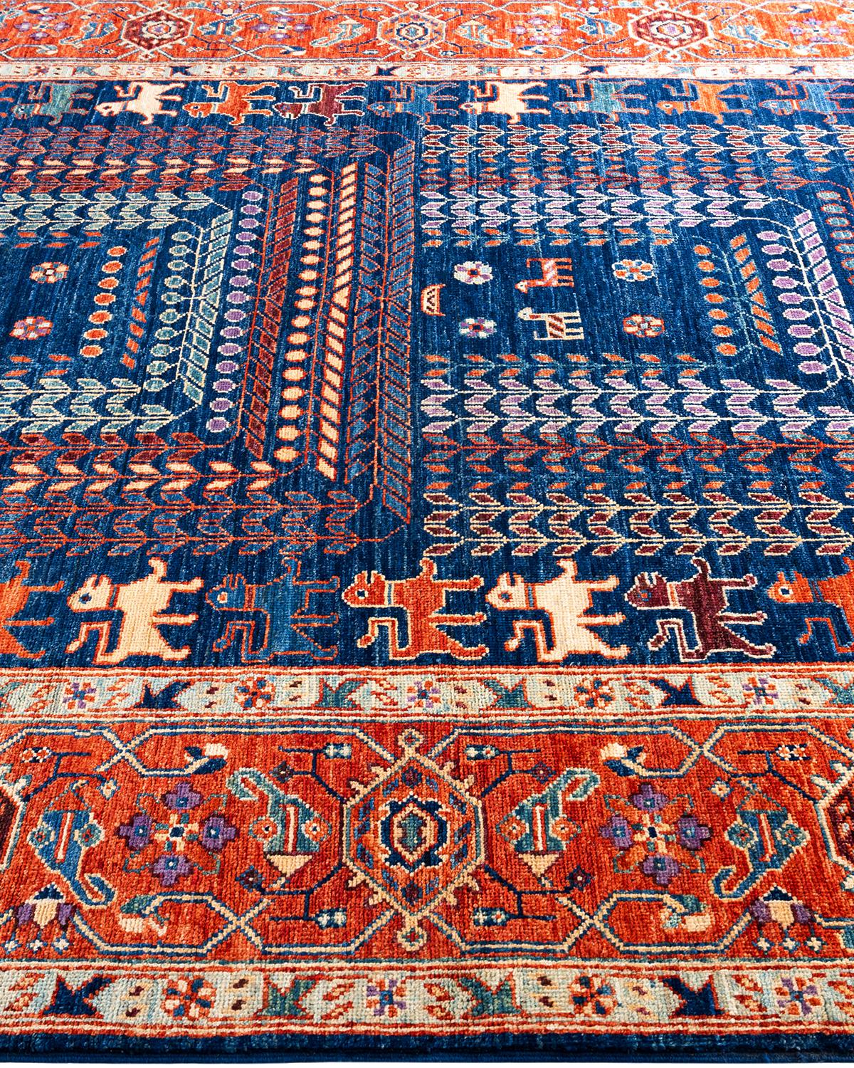 : Traditional Serapi Hand Knotted Wool Blue Area Rug In New Condition For Sale In Norwalk, CT
