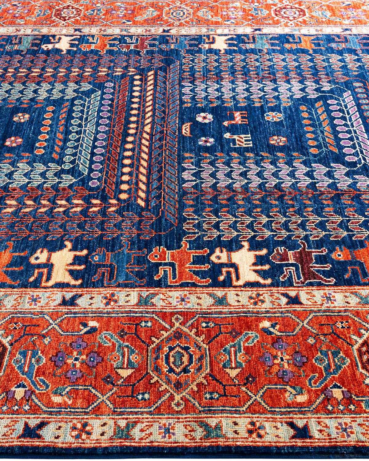 : Traditional Serapi Hand Knotted Wool Blue Area Rug In New Condition For Sale In Norwalk, CT