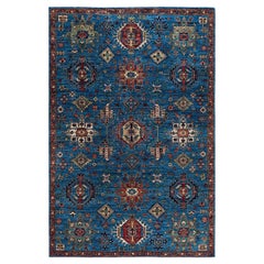 : Traditional Serapi Hand Knotted Wool Blue Area Rug