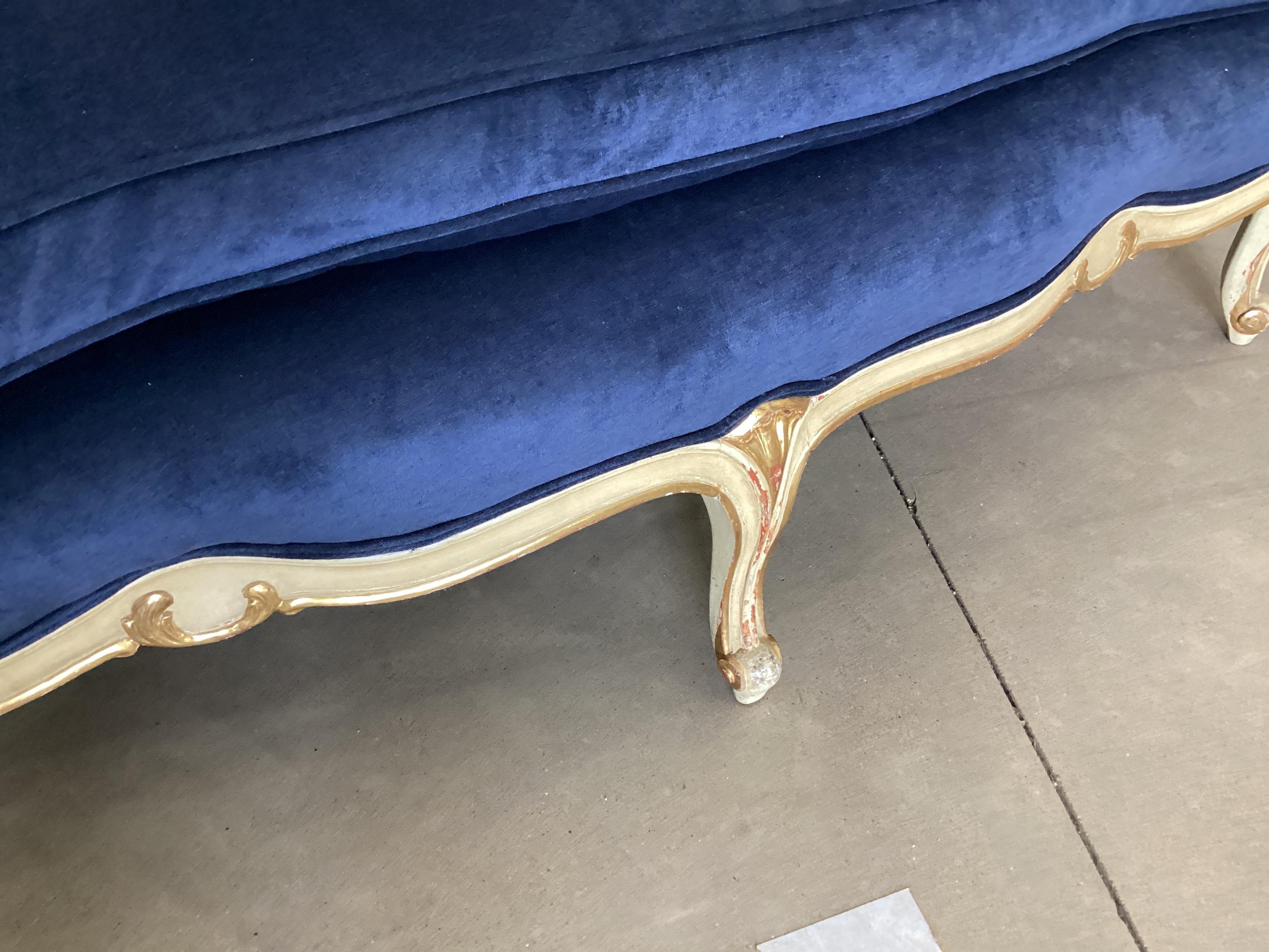 Early 20th Century “ Two Available “ Antique Louis XV Style Painted and Gilt Settee For Sale