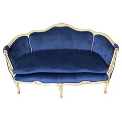 Antique Louis XV Style Painted and Gilt Settee (2 Available)