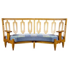 " Veronique " Oak Sofa by Guillerme & Chambron France 1960's