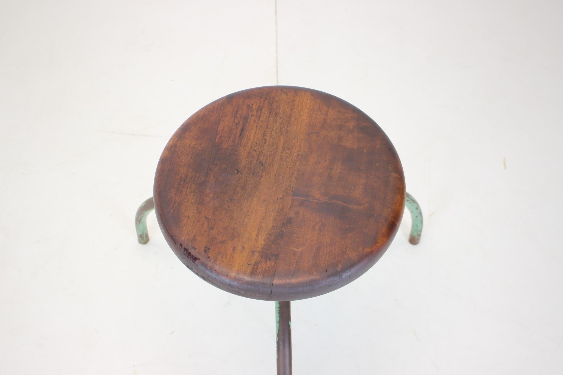 Czech Vintage Adjustable Industrial Stool with Patina, 1950s