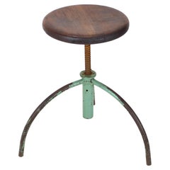Vintage Adjustable Industrial Stool with Patina, 1950s