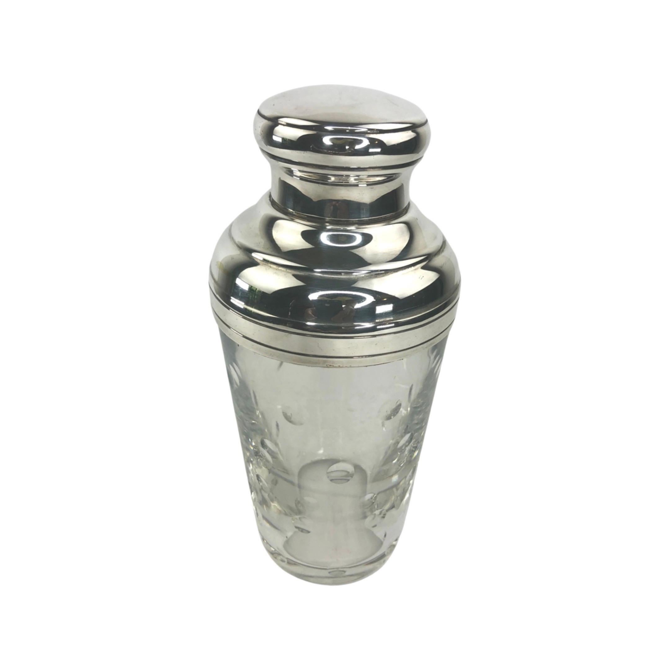  Vintage French Art Deco St. Louis Crystal and Silver Plate Cocktail Shaker For Sale 5