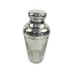  Vintage French Art Deco St. Louis Crystal and Silver Plate Cocktail Shaker