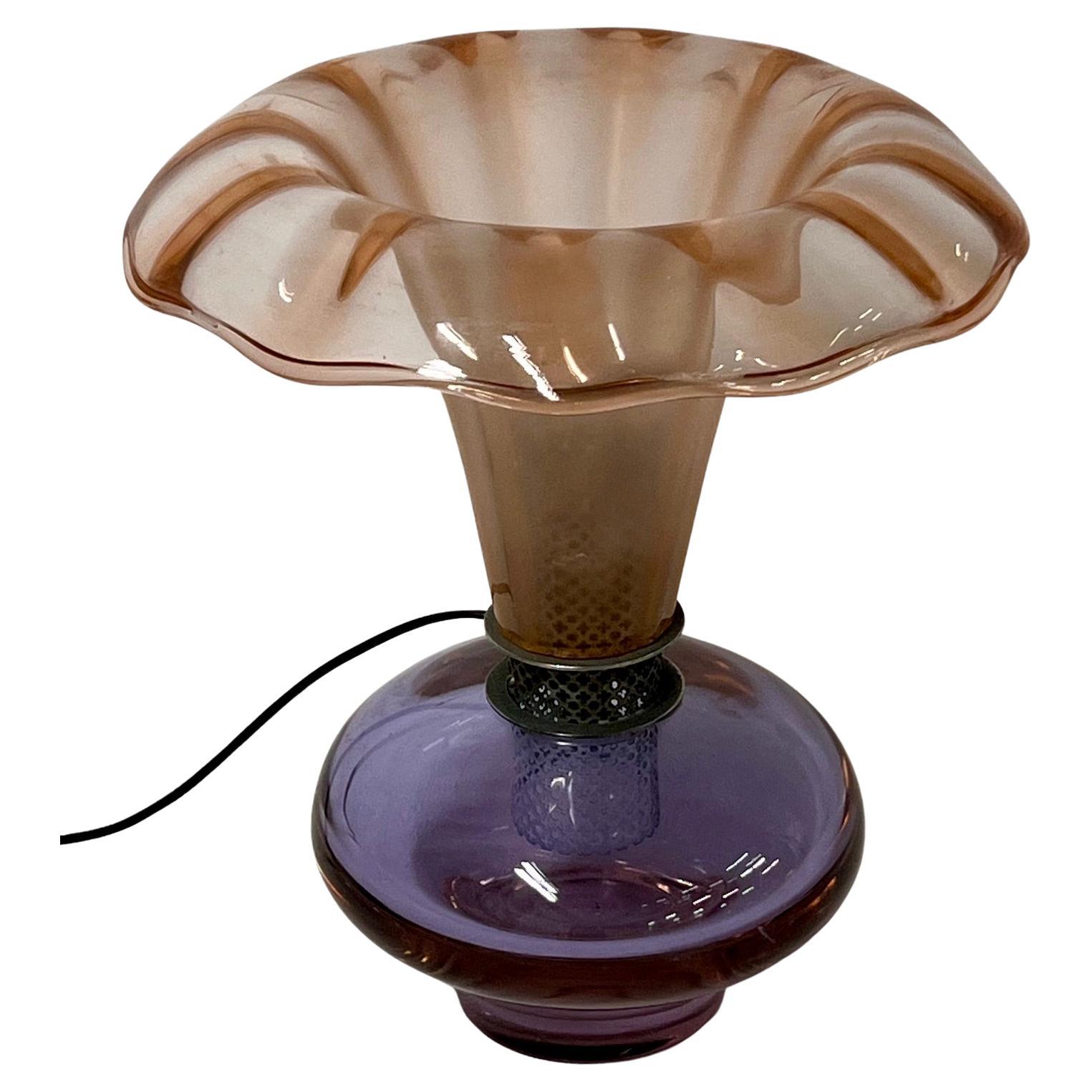 ❯      Vintage Italian Glass "Flower" Table Lamp For Sale