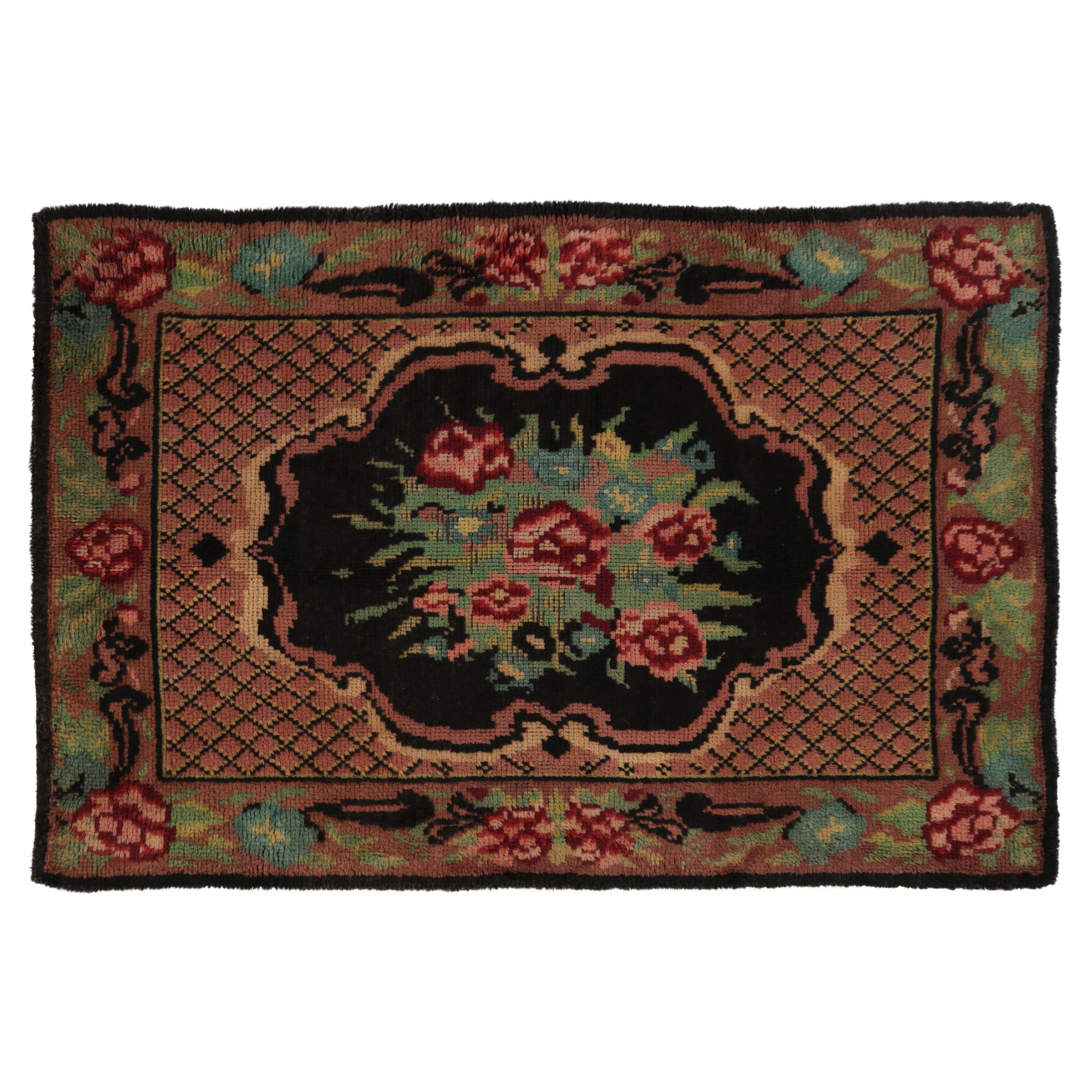 : Tappeto Tulu vintage in rosa con medaglione floreale policromo - Rug
Kilim