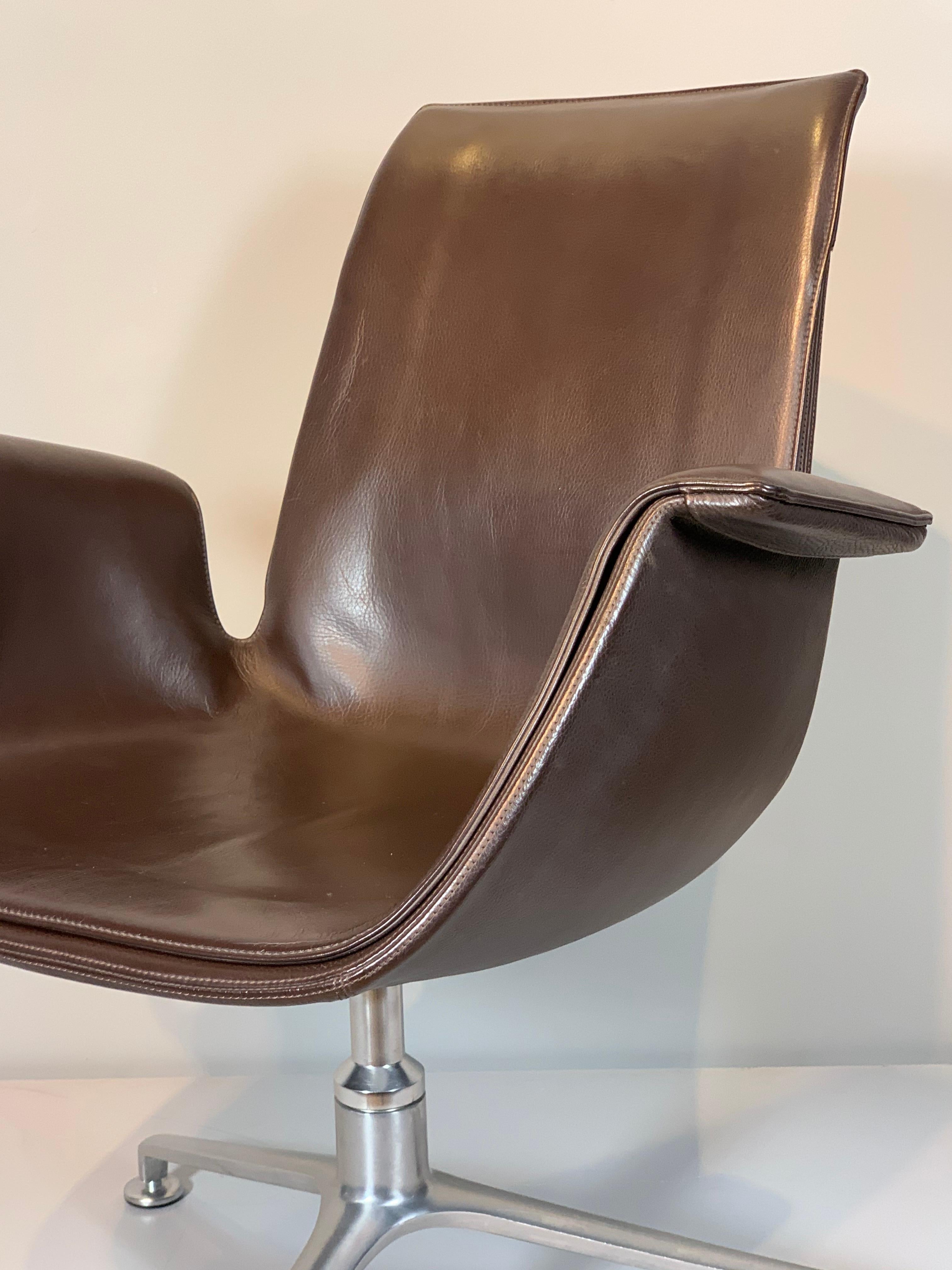 Walter Knoll / Kastholm & Fabricius FK 6725 Tulip Chair / Braunes Leder (Dänisch)