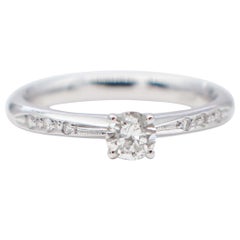 0, 40 Carat White Diamonds, 18 Karat White Gold Engagement/Solitaire Ring