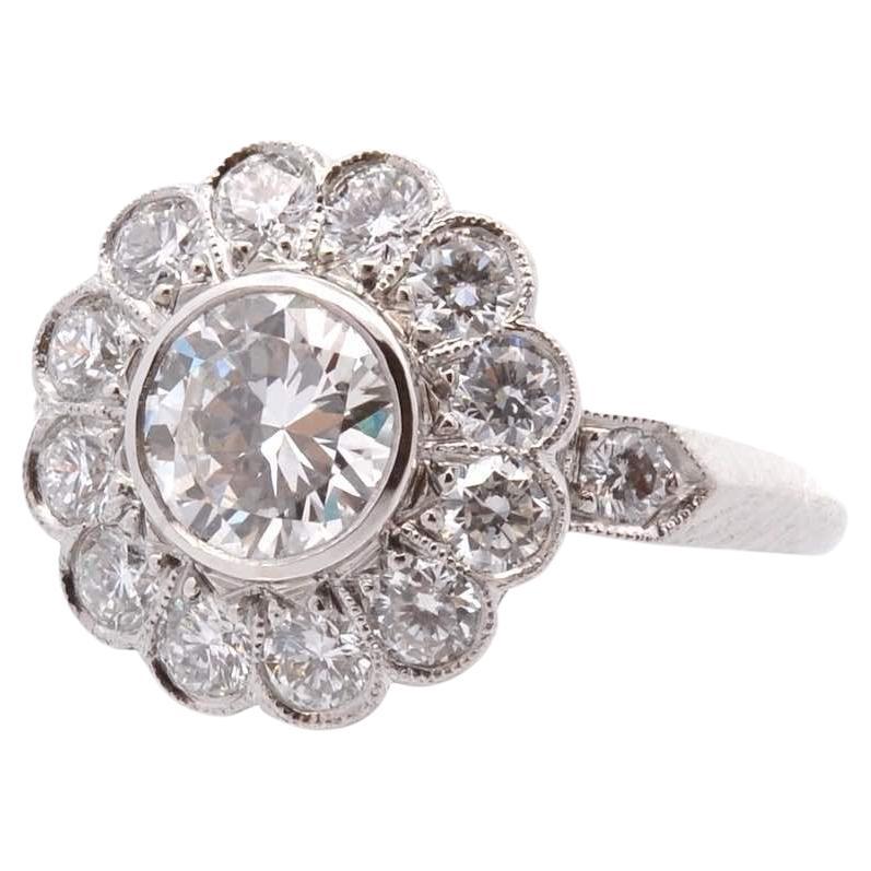  0, 92 ct I/VS1 diamond ring in platinum For Sale