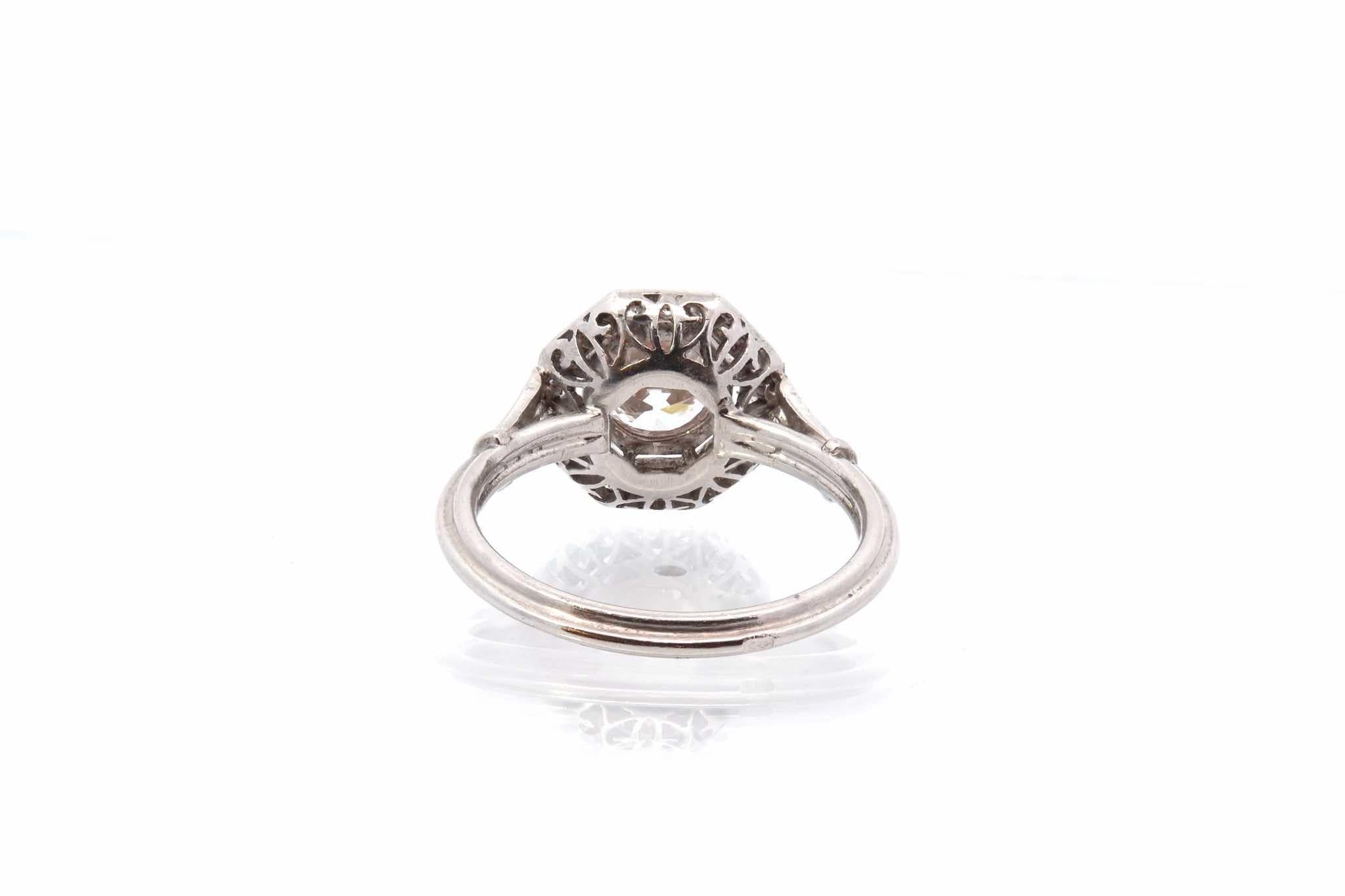 0, 94 carat H/SI1 diamond ring in platinum In Good Condition For Sale In PARIS, FR