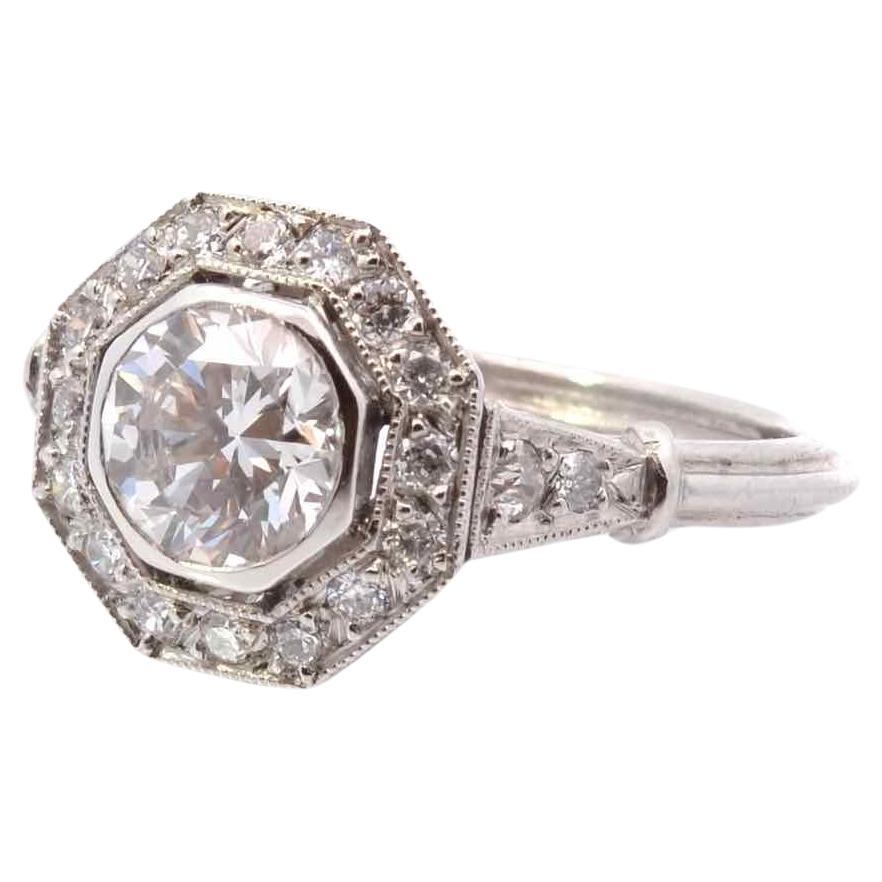 0, 94 carat H/SI1 diamond ring in platinum For Sale
