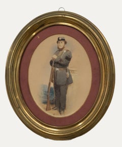 Aquarelle du milieu du 19e siècle - Portrait de John Cornwall
