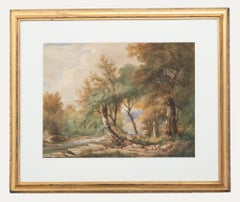 Framed English School Mid 19th Century Watercolour - The Fishing Trip