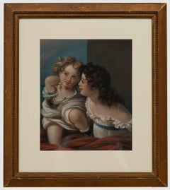 Aquarelle du milieu du 19e siècle - Affection fraternelle