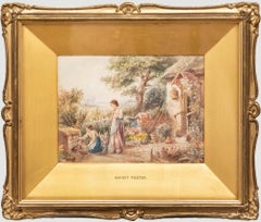Antique Follower of Birket Foster - Late 19th Century Watercolour, Feeding the Rabbits