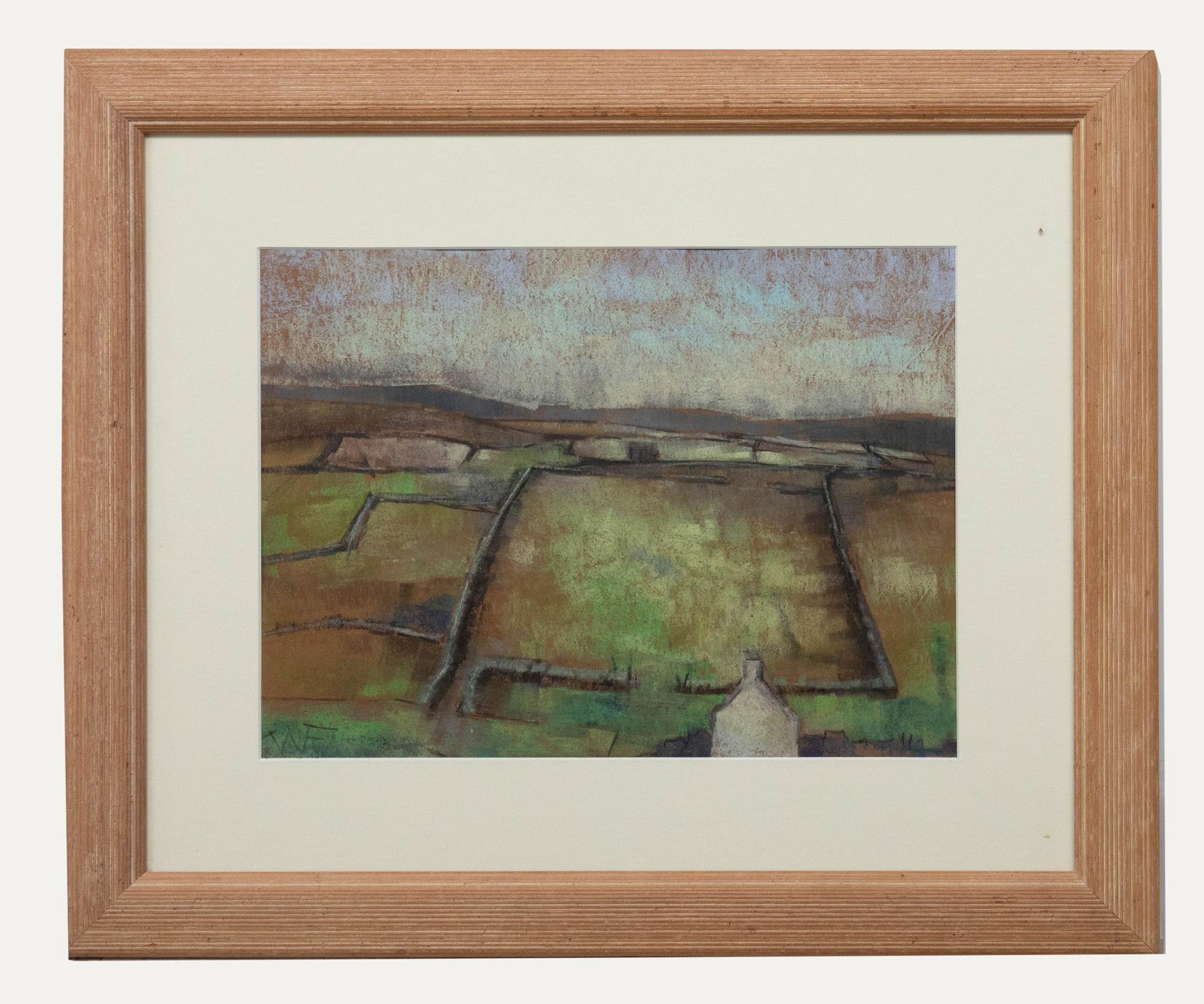 Pastel du 20e siècle encadré, The Big Field