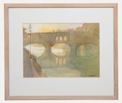 Ken Symonds (1927-2010)- Contemporary Watercolour, Ponte Vecchio, Evening Light