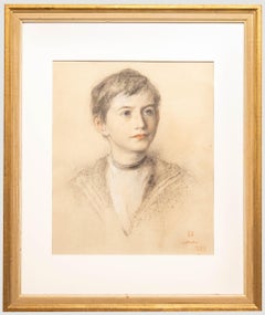 Lowes Cato Dickinson (1819-1908) - 1889 Pastel, Portrait d'un garçon marin