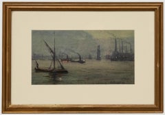 Margaret Helen Knapping - Aquarell des frühen 20. Jahrhunderts, Greenwich bei Nacht, Margaret Helen Knapping