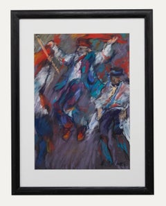 Glo Williams (b.1940) - Large Contemporary Pastel, Morris Dancers Glo Williams (b.1940) - Large Contemporary Pastel, Morris Dancers