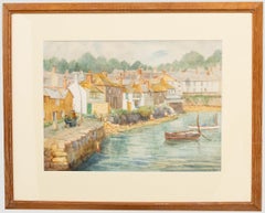 Dora C. Pritchett - Aquarelle encadrée du début du 20e siècle, Catch up on Quay