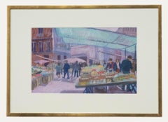 E. Lynch - Gerahmte Gouache des 20. Jahrhunderts, Marktstände in Frankreich