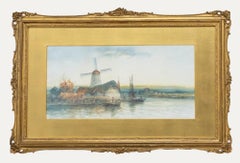 Francis E. Jamieson - Acuarela de principios del siglo XX, Cabaña junto al molino de viento