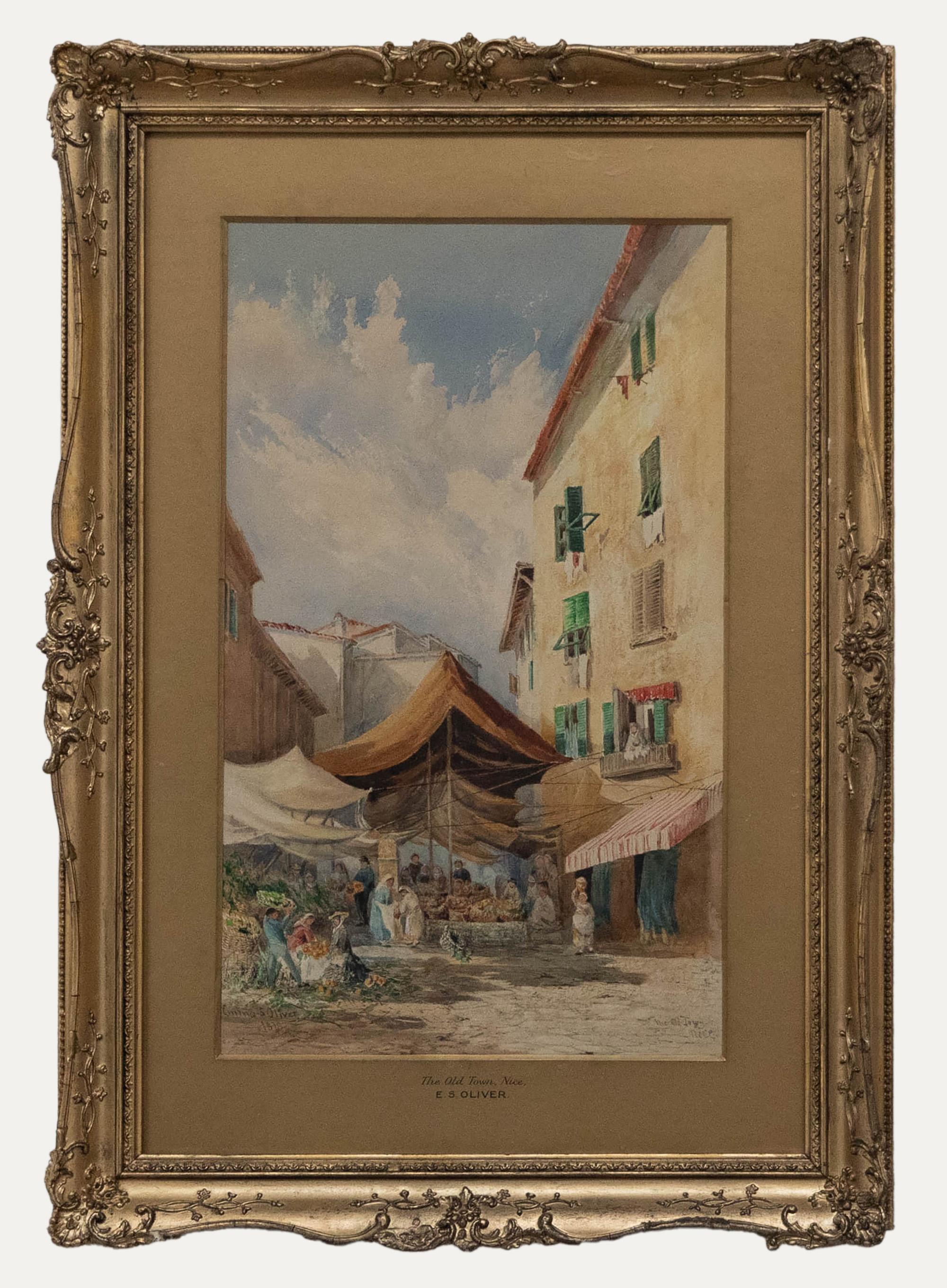 Emma Sophia Oliver RI (1819-1885) - 1978, aquarelle, Old Town Nice